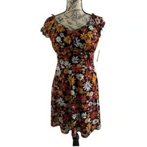 No Boundaries Junior's Large 11/13 Mini Dress Floral Print Padded NEW